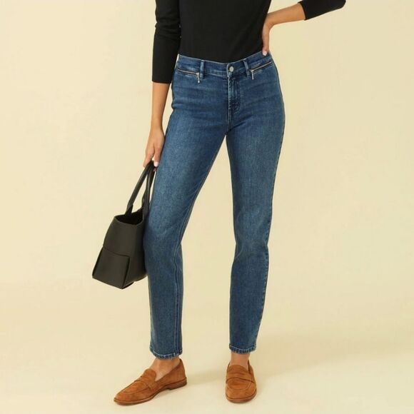 J. McLaughlin Yara Medium Indigo Blue Straight Tapered Leg Jeans - Picture 9 of 9